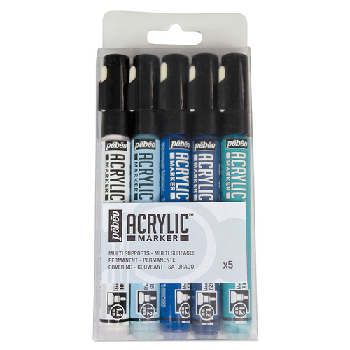 5pc Pebeo Acr Marker 1.2mm Blue Hue Creative Art Painting