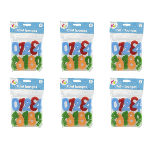 6x 10pc Jasart Byron Kids Sponge Stamps Numbers Set - 3y+