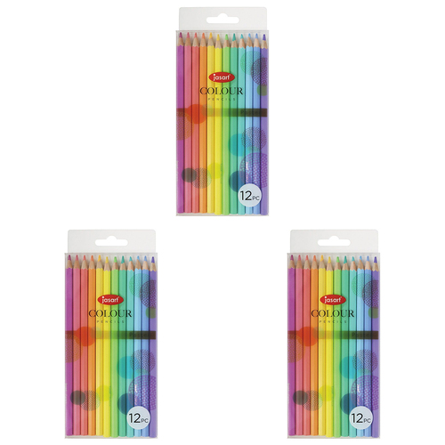 3x 12pc Jasart Studio Art/Craft Colour Pencil Set - Pastel