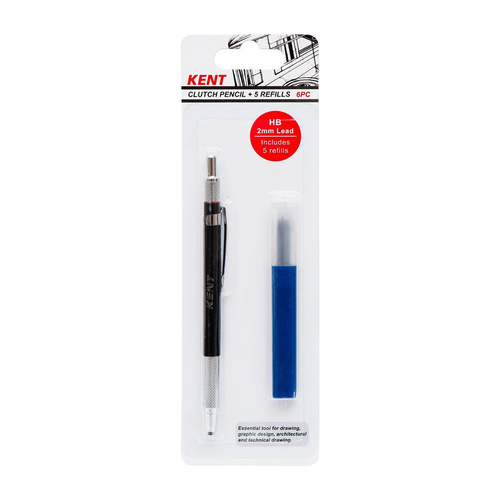 Kent Clutch Pencil 2mm HB Inc 5 Refills Home/School Drawing/Design