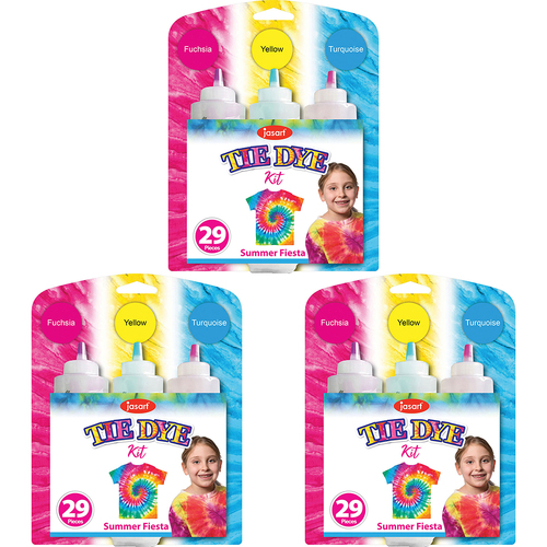 3PK 29pc Jasart Art/Craft Tie Dye Kit 3-Colour Set - Summer Fiesta