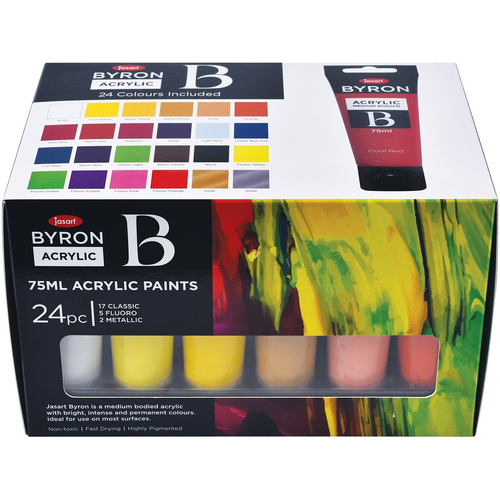 24pc Jasart Byron 75ml Acrylic Paint Tube Set Art/Craft