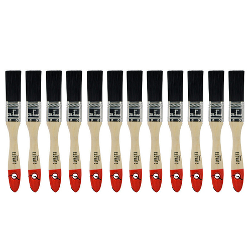 12PK Jasart Elevate Red Synthetic Flat Mix Brush 1"/25mm Black Bristle