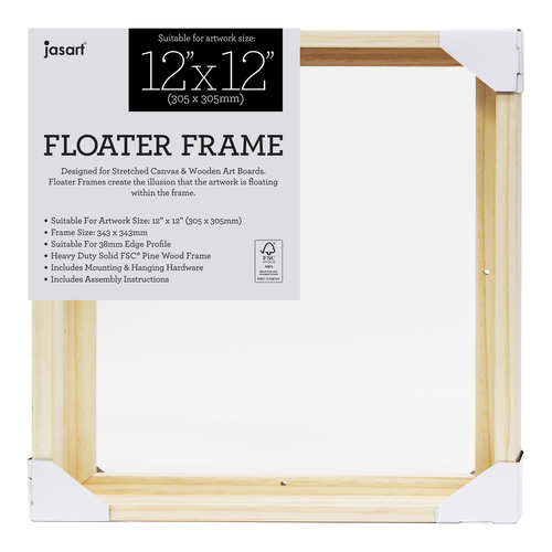 Jasart Thin Edge Artwork 12x12" Floater Frame Wood - Natural