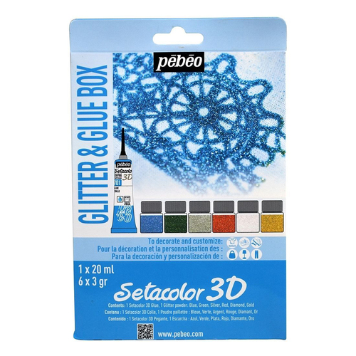 Pebeo Setacolor Fabric 3D Glue And Glitter Powder