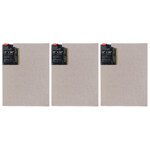 3PK Jasart Gallery 12x16" Natural Linen Canvas Board Panel 400GSM