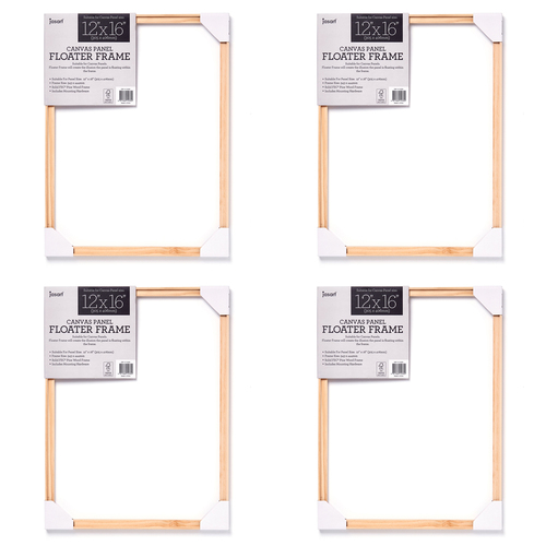 4PK Jasart Canvas Panel 12x16" Wood Floater Frame - Natural