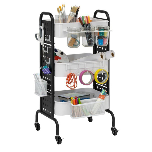 Artfusion 81cm Steel Craftwork Mobile Cart Trolley White/Black