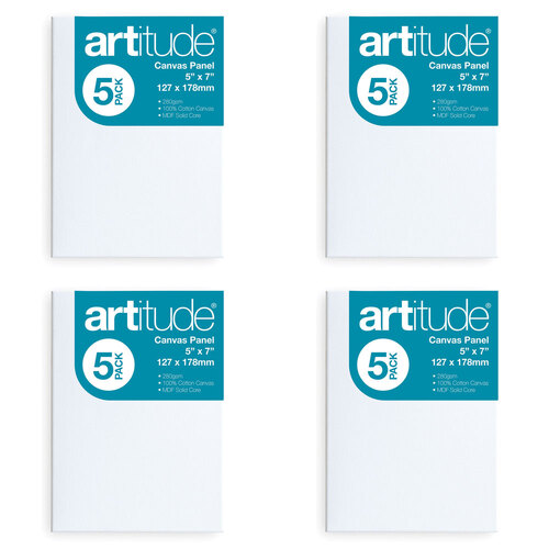 4PK 5pc Artitude Cotton Canvas Panel 5x7'' For Oil/Acrylic Painting