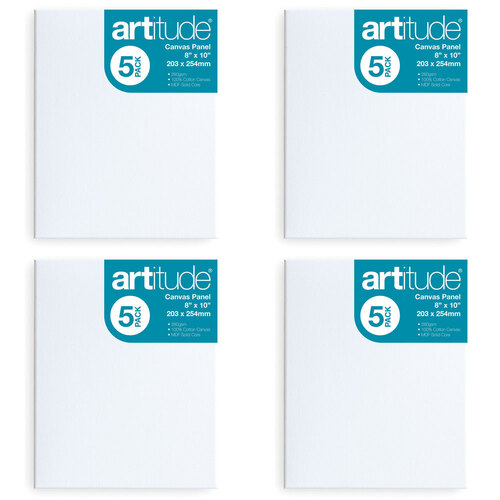 4PK 5pc Artitude Cotton Canvas Panel 8x10'' For Oil/Acrylic Painting