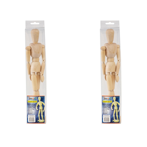 2PK Jasart Wooden Manikin Drawing Aid 12in Male - Natural