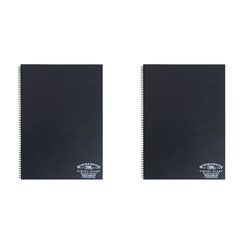 2PK Winsor And Newton Wire Bound Visual Diary A3 Black Paper