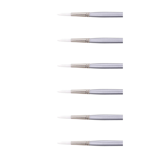 6PK Jasart White Taklon Long Liner Art Painting Brush - Size 5/0