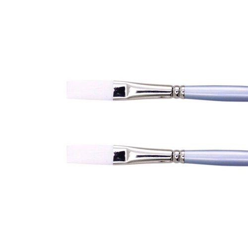 2PK Jasart White Taklon Long Flat Paint Brush - Size 3/8