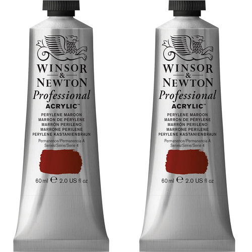 2PK Winsor & Newton 60ml Professional Acrylic Colour Tube Perylene Maroon S4