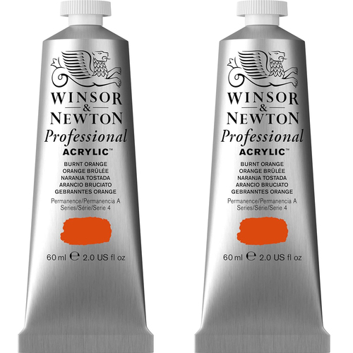 2PK Winsor & Newton 60ml Pro Acrylic Colour Tube Quinacridone Burnt Orange S4