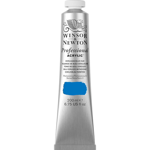 Winsor & Newton 200ml Professional Acrylic Colour Tube Cerulean Blue Hue S2