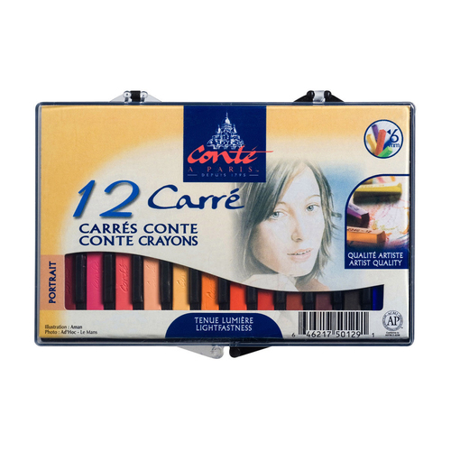 12pc Conte Carre Art Sketching Crayons Set Assorted - Portrait