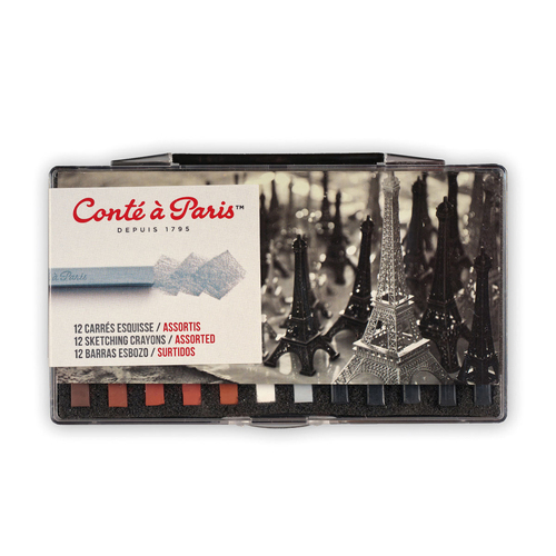 12pc Conte Carre Art Sketching Crayons Set - Assorted