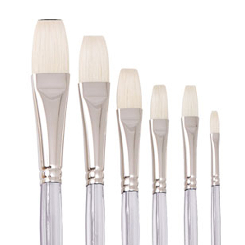 6pc Jasart Interlocking Hog Flat Long Brush Set - Silver