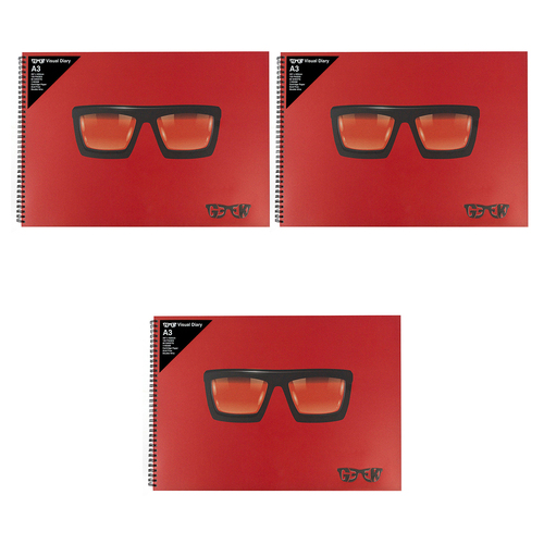 3PK Geek Visual Diary Thick Glasses A3 Journal Home School