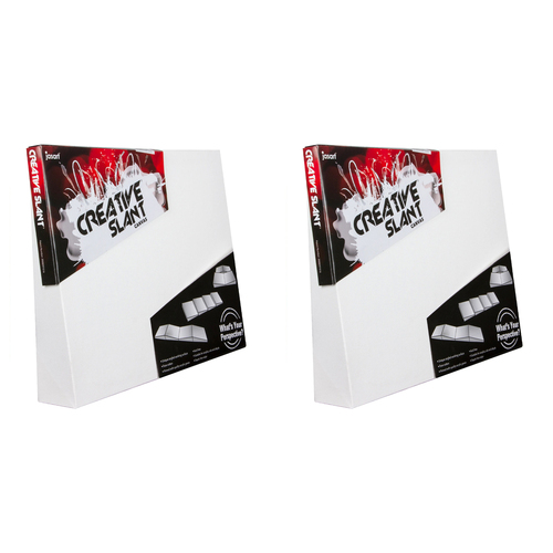 2PK Jasart Creative 8x10" Blank Slant Painting Canvas - White