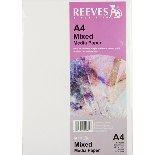 6pc Reeves Mixed Media Premium Paper Pack A2 Art And Craft