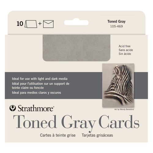 10pc Strathmore 400 Series Toned Arts And Craft Drawing Cards Grey