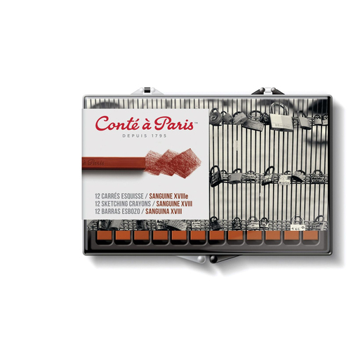 12pc Conte Carre Crayon Set Art/Craft Drawing Sketch - Sanguine XVIII