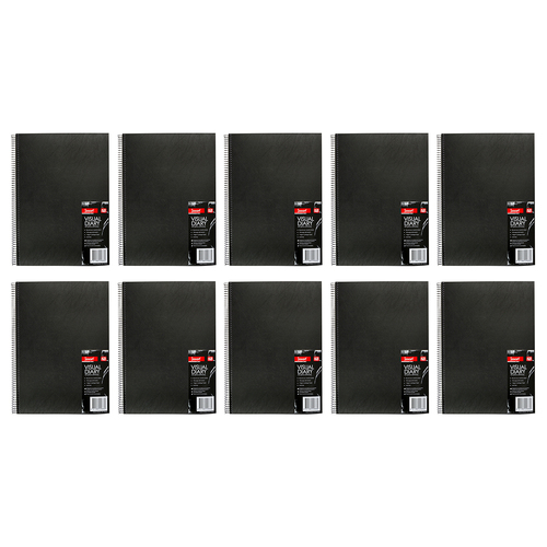 10PK Jasart Single A5 Wire Bound Visual Diary 60-Sheets - Black