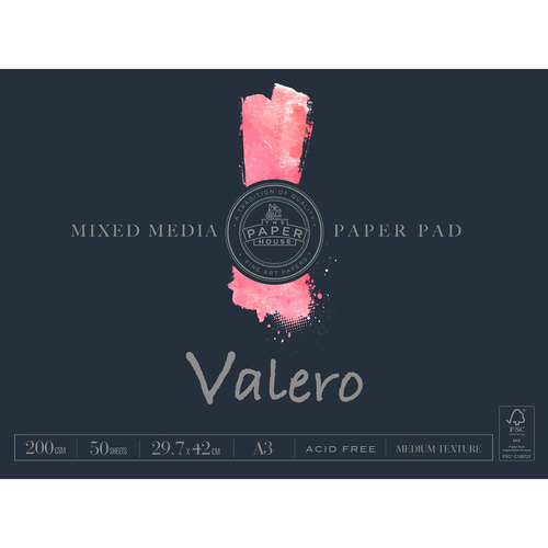 The-Paper-House Valero A3 Size Mixed Media Pad 50 Sheets 200gsm