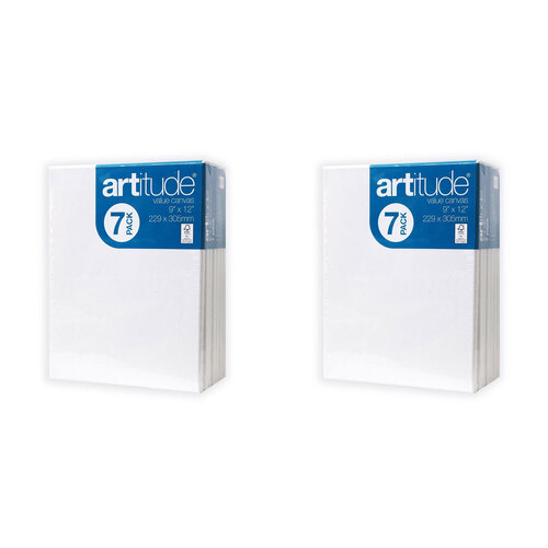 2PK 7pc Artitude Stretched Canvas 9x12" For Oil/Acrylic Painting