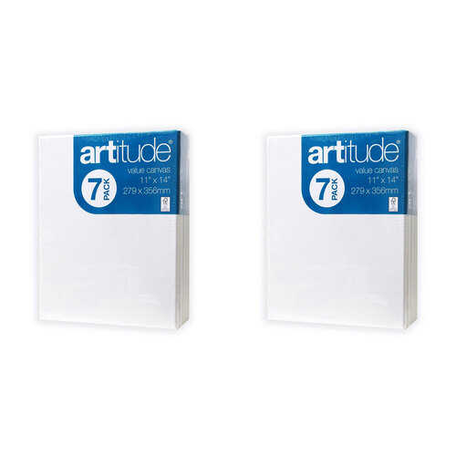 2PK 7pc Artitude Stretched Canvas 11x14" For Oil/Acrylic Painting