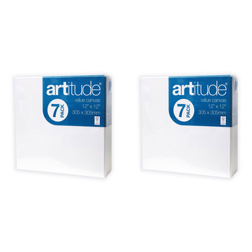 2PK 7pc Artitude Stretched Canvas 12x12" For Oil/Acrylic Painting