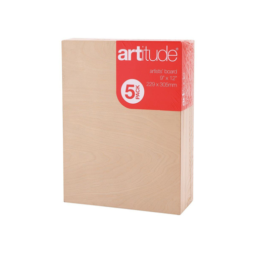 5pc Artitude Artist Canvas Panel Board Thin 9x12" Painting Accessory