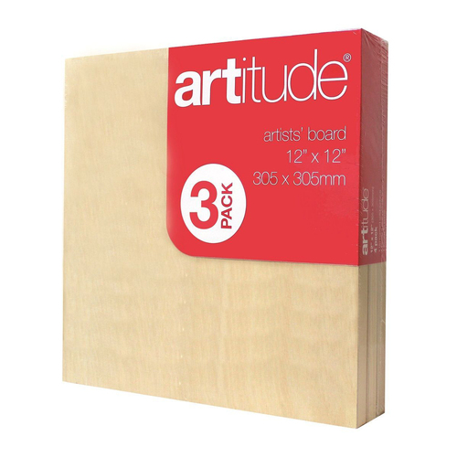 3pc Artitude Board Thick 12x12" Art/Painting Accessory