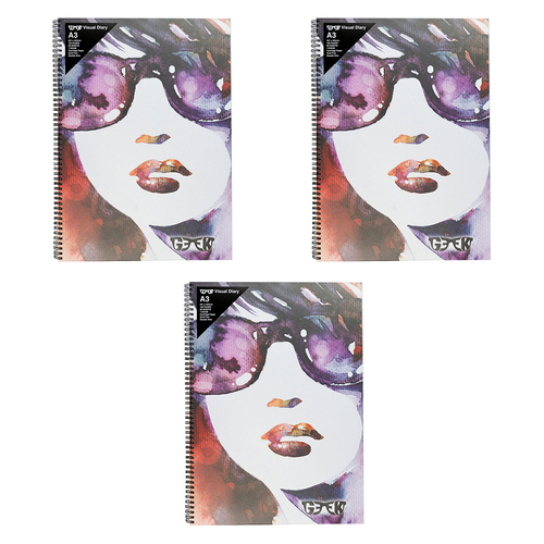 3PK Geek Visual Diary Girl In Shades A3 Journal Home School