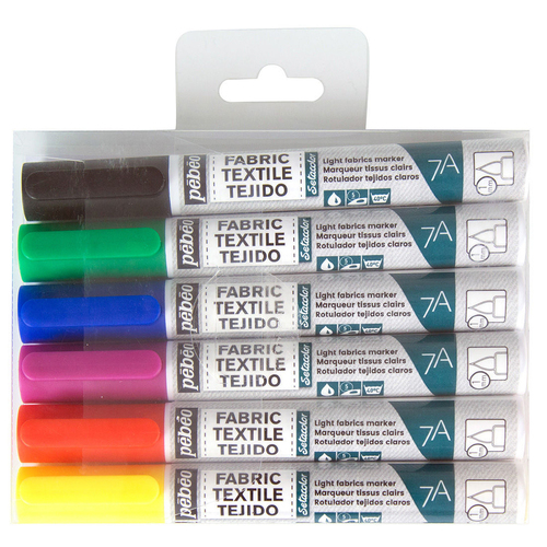 6pc Pebeo 7A Light Fabric Markers Creative Art Painting