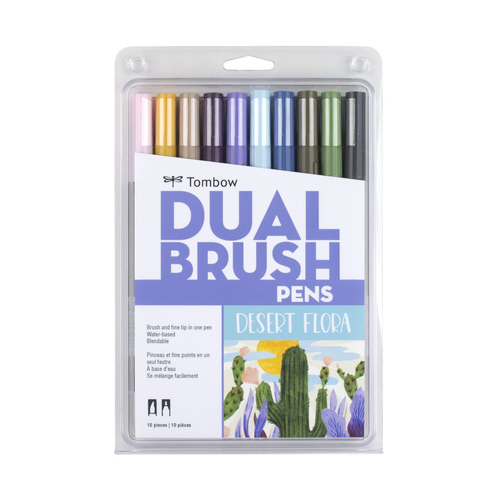 10pc Tombow Dual Brush Pen Marker Drawing/Sketching Set - Desert Flora