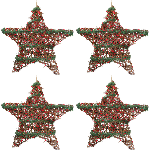 4PK LVD 30x30cm Plastic Star Berry Twigs Home/Living Room Decor