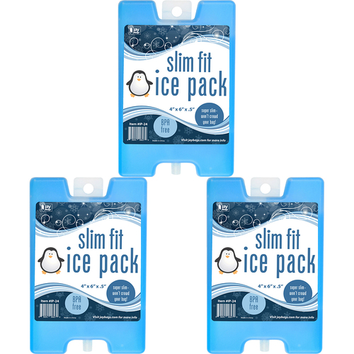 3PK Jay Bags Slim Fit Plastic Ice Pack/Cooler 4x6'' Small Food 