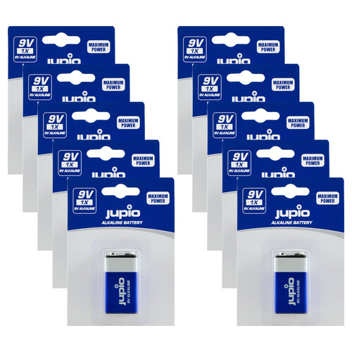 10PK Jupio Non-Rechargeable Single-use 9V Alkaline Battery 6LR61