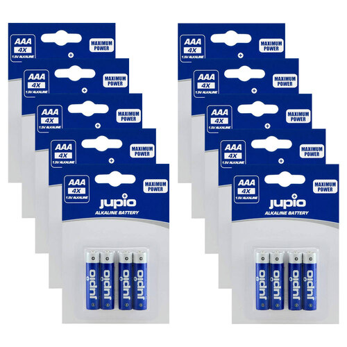 40pc Jupio Non-Rechargeable Alkaline AAA Batteries LR3 - Blue