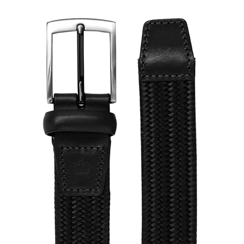 Jeff Banks Woven Stretch Belt With Soft Brushed Metal Buckle Black Size 32