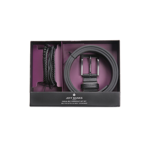 2pc Jeff Banks Men's Cut To Size Belt & Bracelet Set - Black