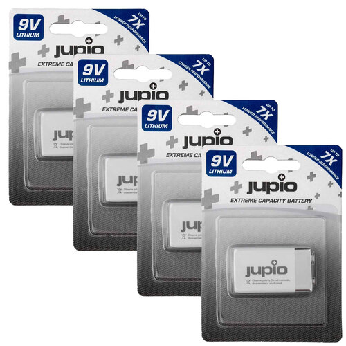 4PK Jupio Non-Rechargeable Lithium Battery 9V VPE-10 - White/Grey