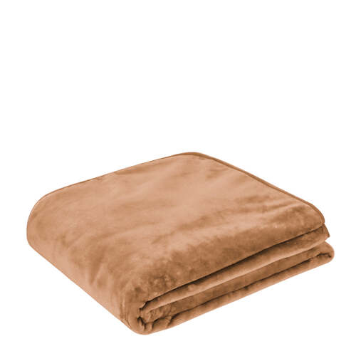 J. Elliot Home Solid Faux Mink Blanket 600GSM 220x240cm Pecan