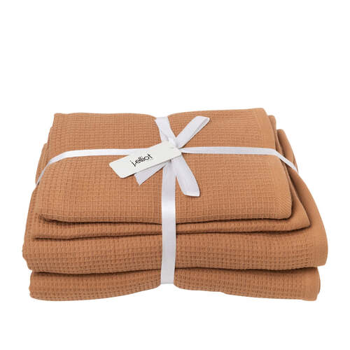 4pc J.Elliot Camila Waffle Cotton Hand/Bath Towel/Mat Set - Earth