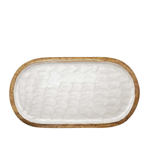 J.Elliot Como 36x20cm Oval Serving Tray - Pearl/Natural