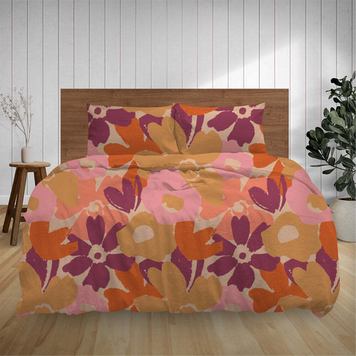 J Elliot Home Cotton Flannelette King Duvet Cover Set - Layered Flower